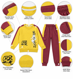 Kids "Youth Is Here" Mustard & Maroon Sweatshirt & Jogger Set | Boys Streetwear Fleece Tracksuit
