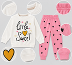 Little Sweet Girls’ 2-Piece Sweatshirt & Heart Print Pants Set