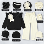 Girls Black & Cream Stylish 2-Piece Suit