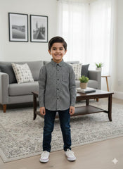 Black & White Polka Dot Kids Casual Shirt