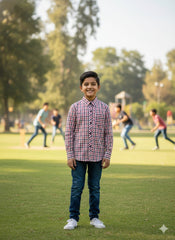 Boys Classic Checkered Long Sleeve Shirt