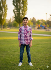 Pink & Purple Checkered Kids Shirt