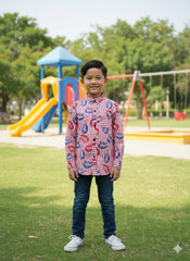 Red & White Striped Kids Graphic Shirt