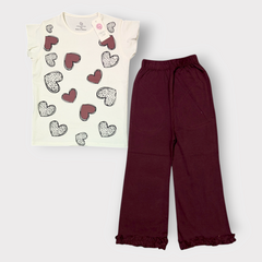 Girls Heart Print Tee & Trouser Set