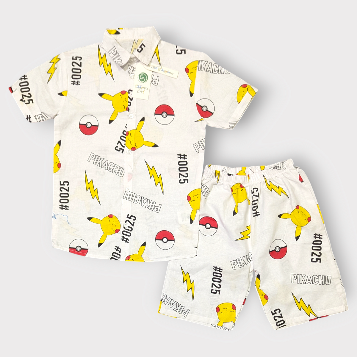Pikachu Print Kids Shirt & Shorts Set
