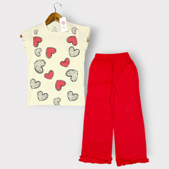 Girls Heart Print Tee & Trouser Set