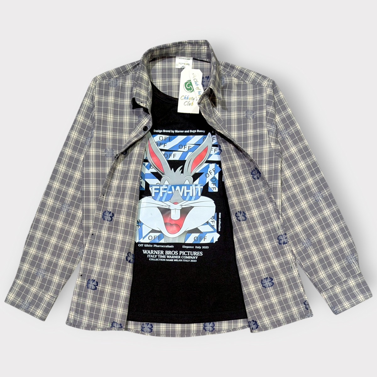 Kids Cartoon Shirt & Tee Set