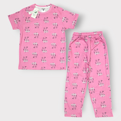 Kids Pink Cartoon Tee & Trouser Set