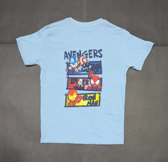 Kids Avengers Cotton T-Shirt – Blue Superhero Graphic Tee