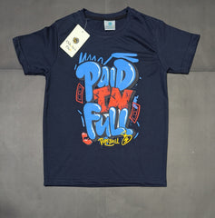 Boys Navy Blue “Paid in Full” Graphic T-Shirt