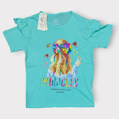 Girls' Neon "Miracles" Flutter Sleeve T-Shirt