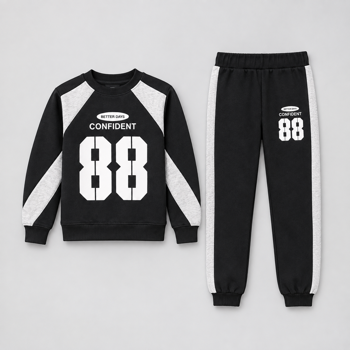 Title: Kids 88 Graphic Contrast Panel Tracksuit Set