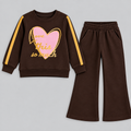 Girls Heart Graphic Wide-Leg Tracksuit Set