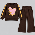 Girls Heart Graphic Wide-Leg Tracksuit Set