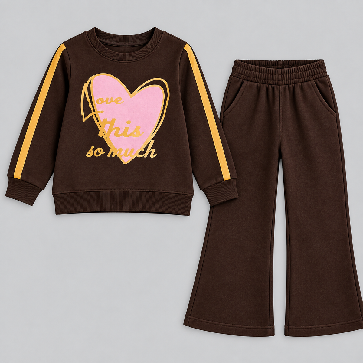 Girls Heart Graphic Wide-Leg Tracksuit Set
