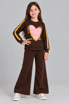 Girls Heart Graphic Wide-Leg Tracksuit Set