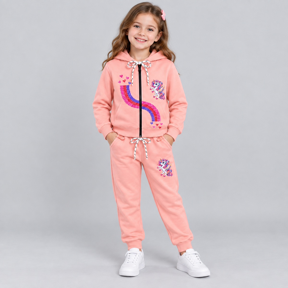 Girls Unicorn Zip-Up Tracksuit Set