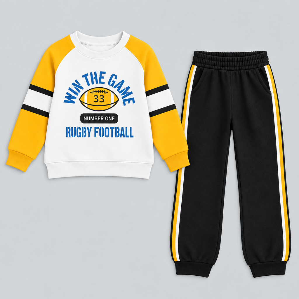 Boys Rugby Football Colorblock Tracksuit Set