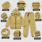 Kids Hooded Zip-Up Cargo Tracksuit Set