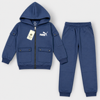 Kids Hooded Zip-Up Cargo Tracksuit Set