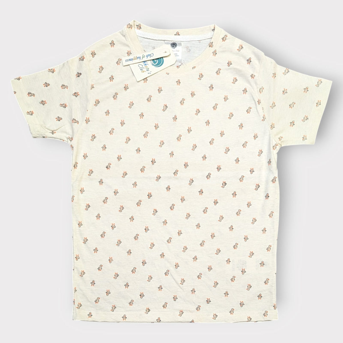 Mini Print Cream T-Shirt – Soft Cotton Kids Tee