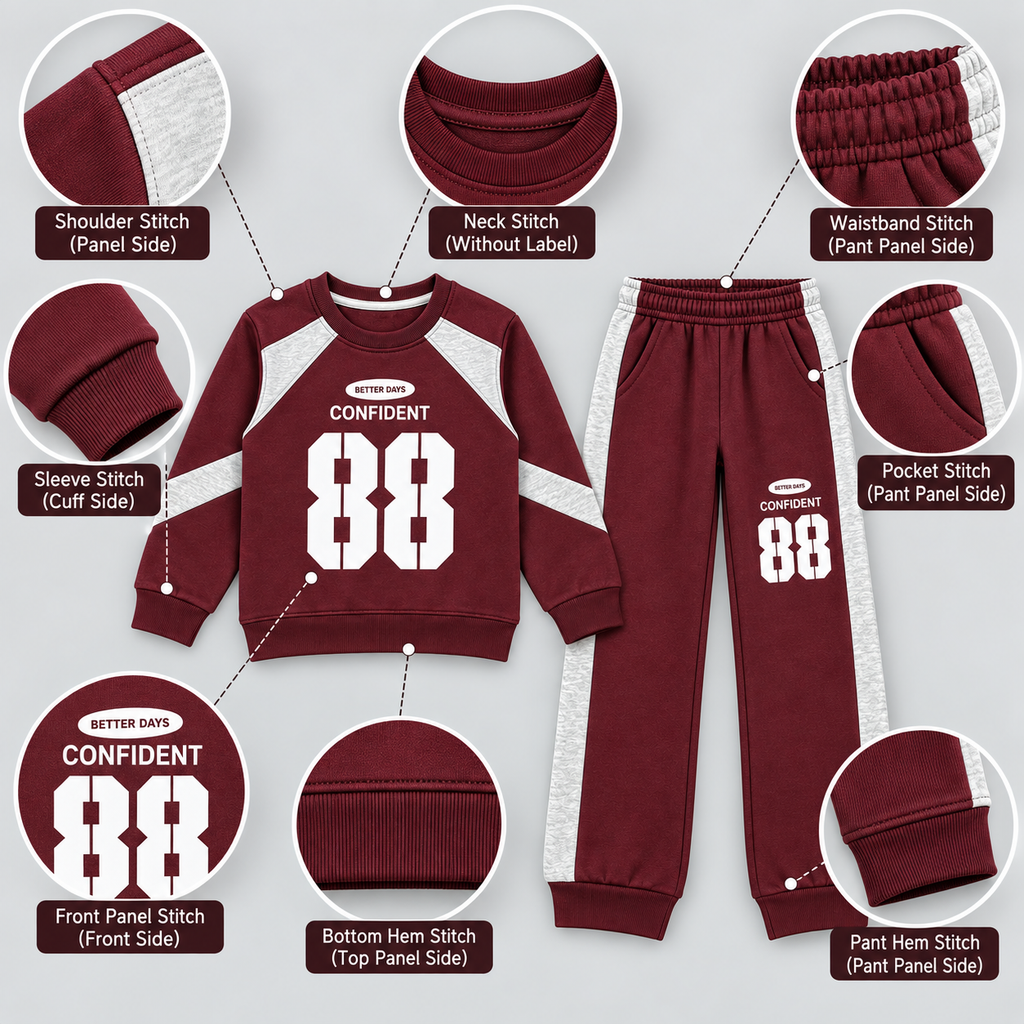 Title: Kids 88 Graphic Contrast Panel Tracksuit Set