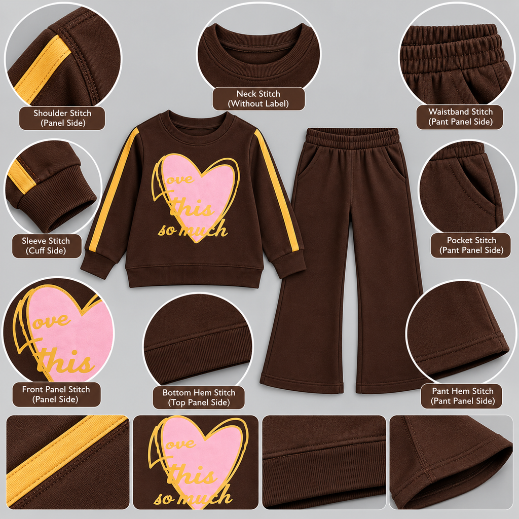 Girls Heart Graphic Wide-Leg Tracksuit Set