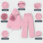 Girls Pink Hoodie & Wide-Leg Pants 2-Piece Set