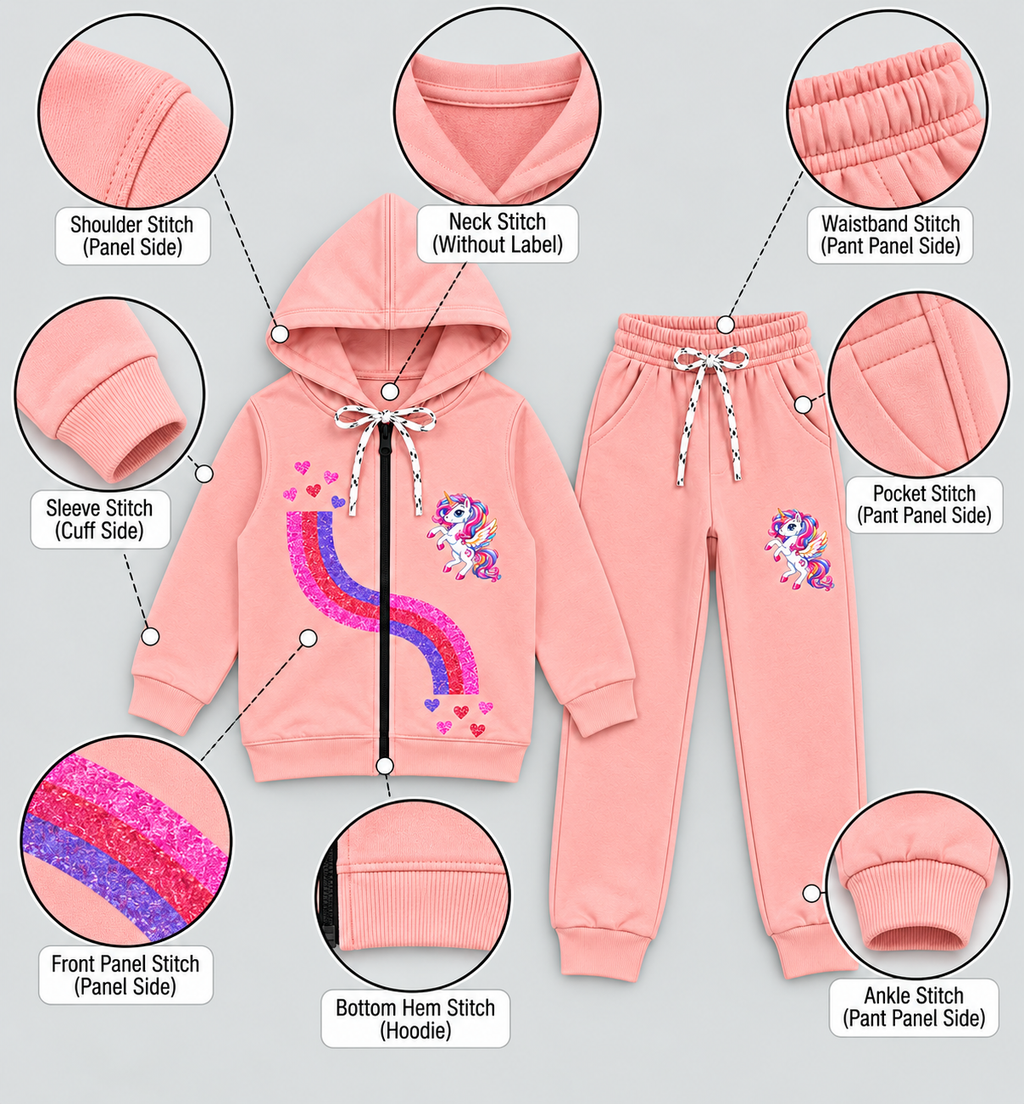 Girls Unicorn Zip-Up Tracksuit Set