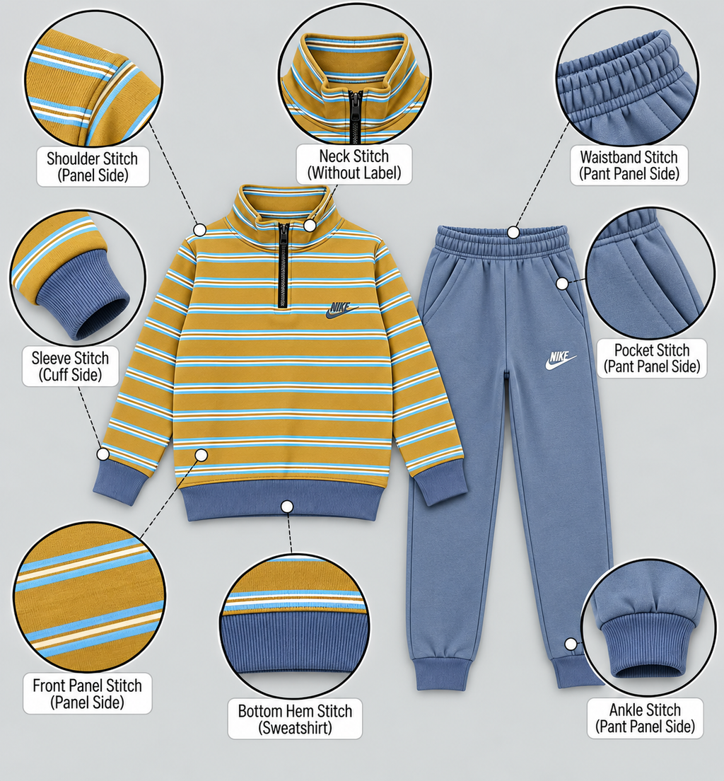 Boys Striped Half-Zip Tracksuit Set