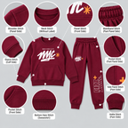 Kids "UNLIMITED" Maroon Sweatshirt & Jogger Set | Boys NYC Graphic Fleece Tracksuit