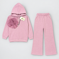 Girls Pink Hoodie & Wide-Leg Pants 2-Piece Set