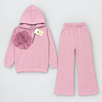 Girls Pink Hoodie & Wide-Leg Pants 2-Piece Set