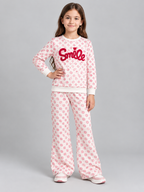 Girls Smile Polka Dot Top & Wide-Leg Pants Set