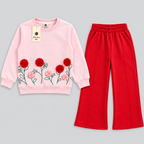 Girls Floral Applique Flared Tracksuit Set