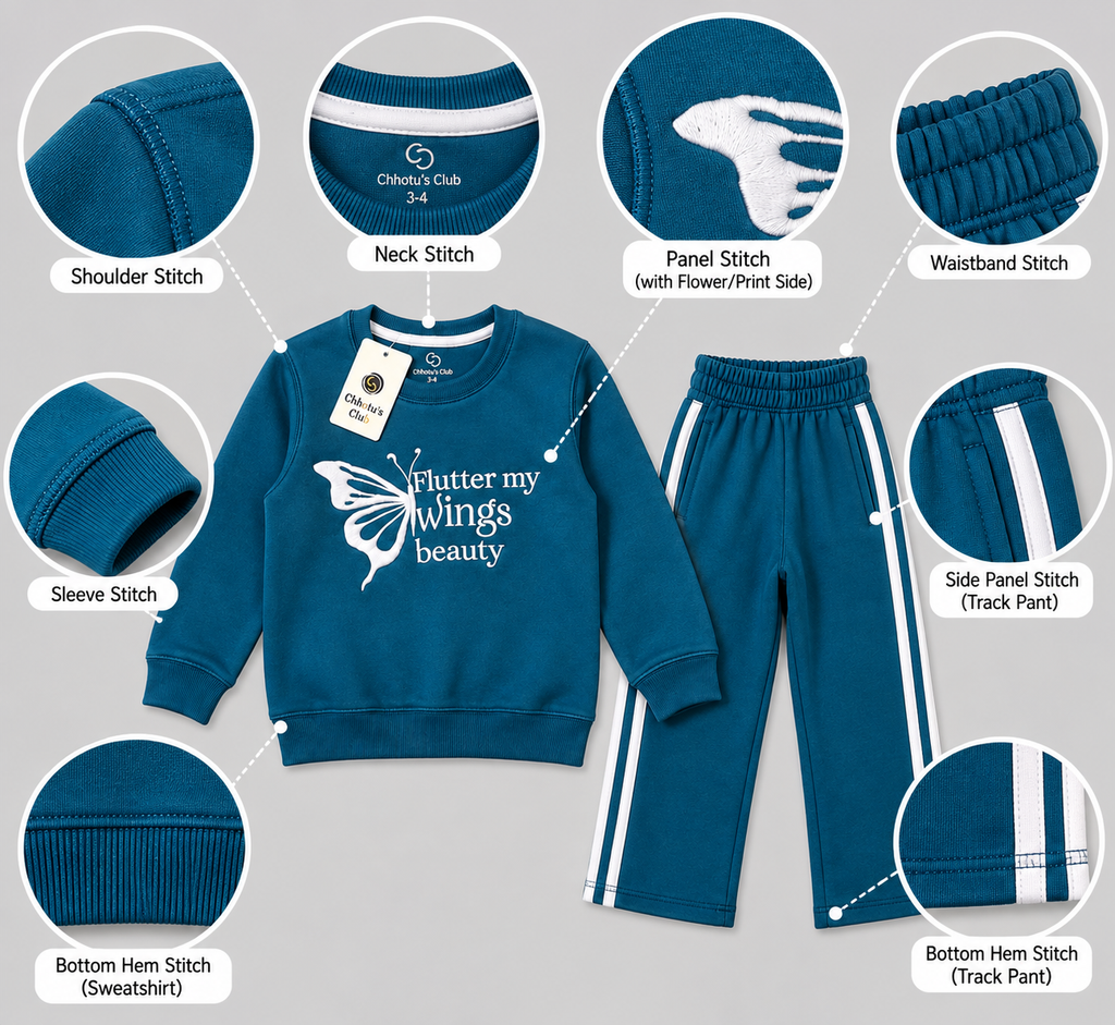 Kids Teal Blue 2-Piece Tracksuit Set – Flutter My Wings Print