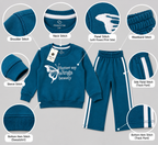 Kids Teal Blue 2-Piece Tracksuit Set – Flutter My Wings Print