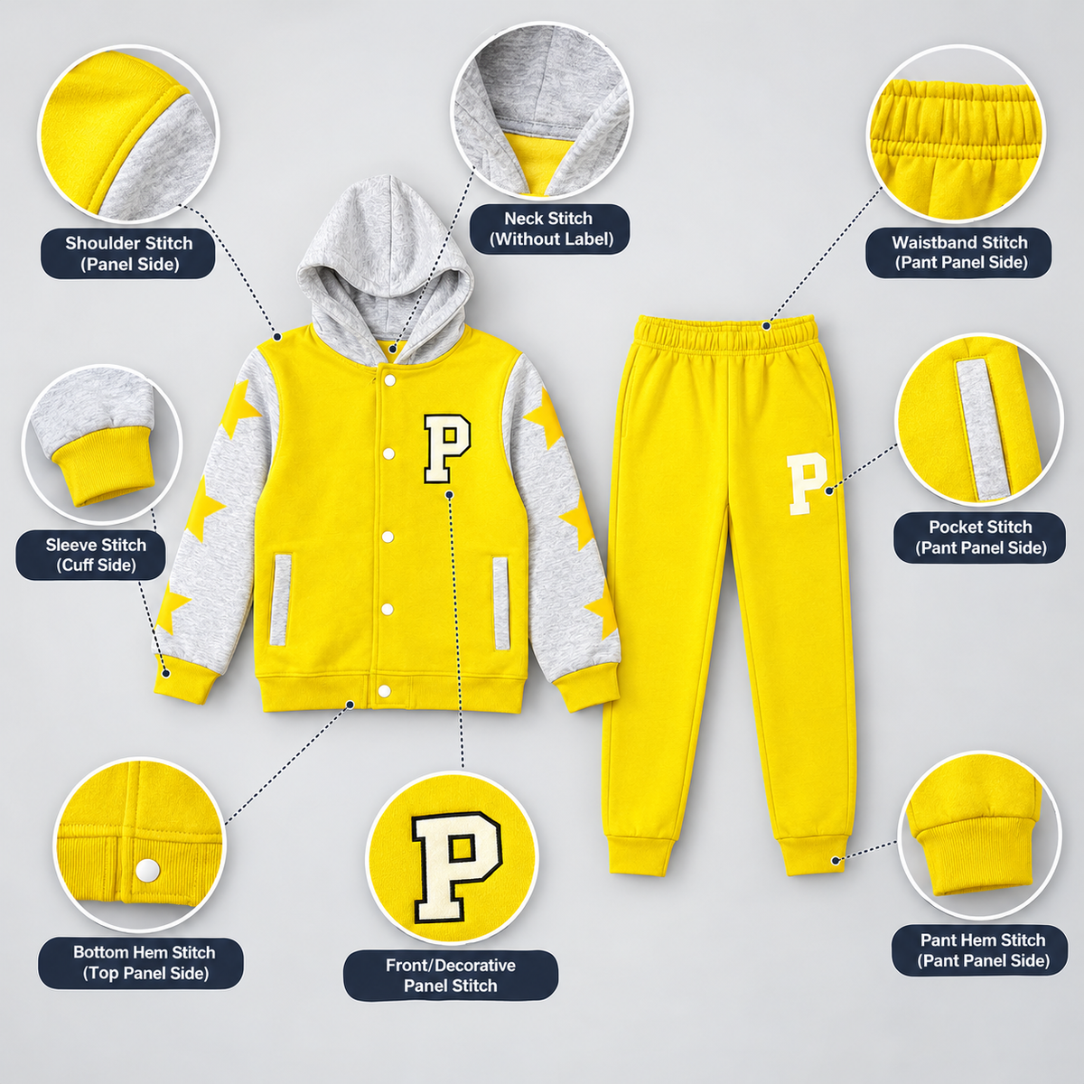 Kids Trendy Varsity Hoodie & Trackpant Set
