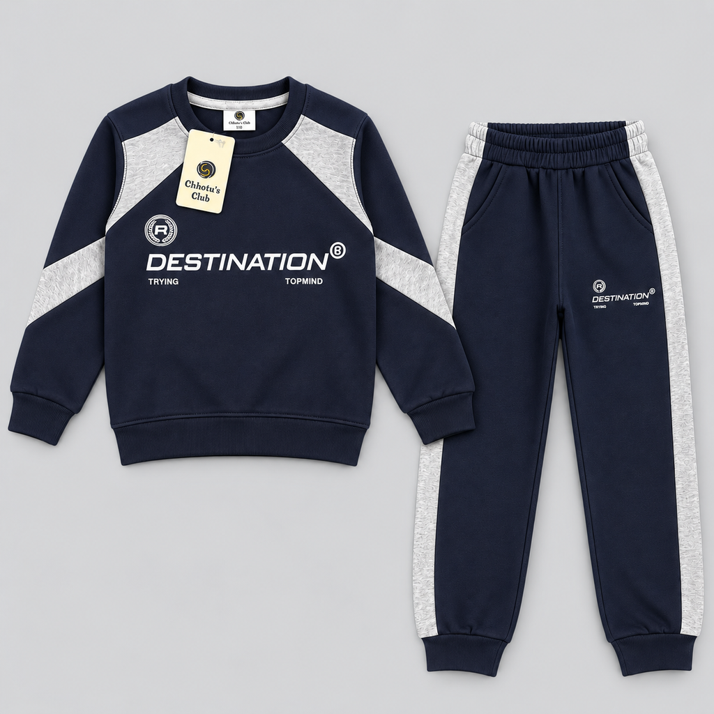 Boys Black & Grey Destination Tracksuit Set