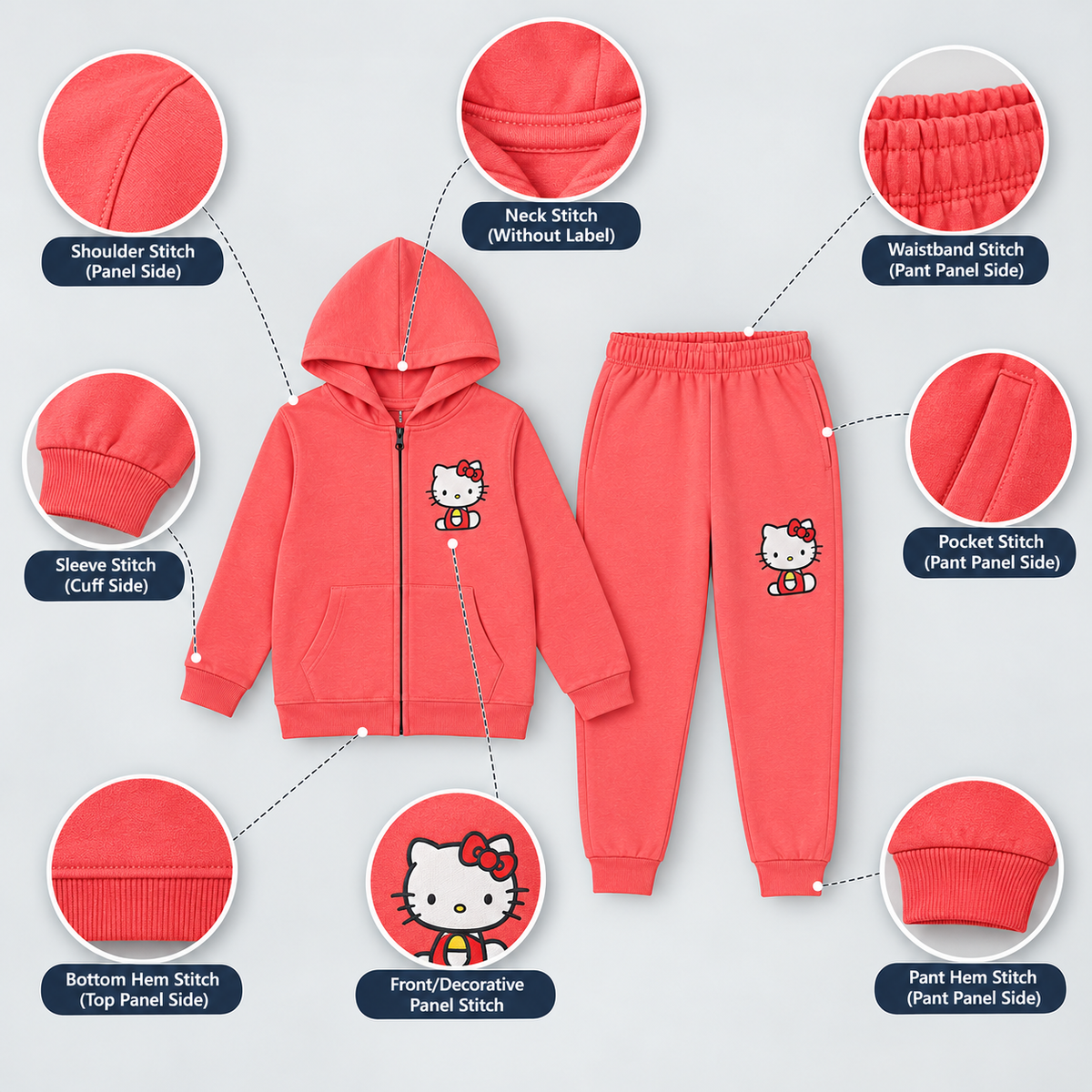 Stylish Girls Cute Graphic Fleece Tracksuit