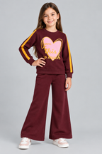 Girls Heart Graphic Wide-Leg Tracksuit Set