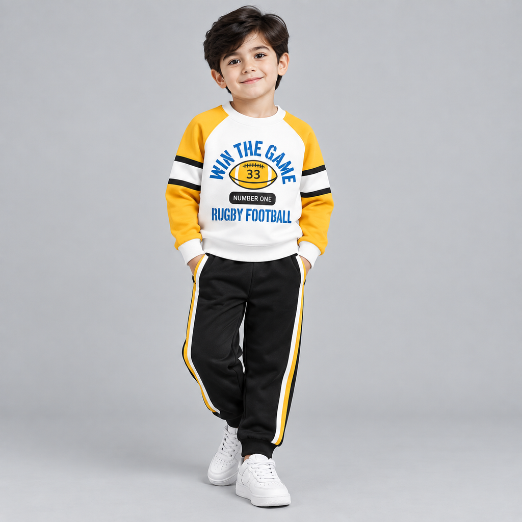 Boys Rugby Football Colorblock Tracksuit Set