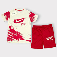 Kids Red & Cream Graphic Print Co-Ord Set