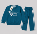 Kids Teal Blue 2-Piece Tracksuit Set – Flutter My Wings Print