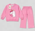 Girls’ Pink Unicorn Printed Sweatshirt & Jogger Set