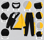 Chhotu's Club Lightning Bolt Sweatshirt & Jogger Set | Boys Black, Yellow Red & Grey Fleece Tracksuit