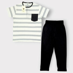 Kids Classic Striped T-Shirt & Black Pants Set