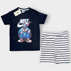 Nike Bunny Kids T-Shirt & Striped Shorts Set – Cool Casual Summer Outfit