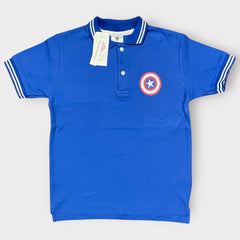 Kids Blue Shield Polo Shirt – Classic Collared Short Sleeve Tee