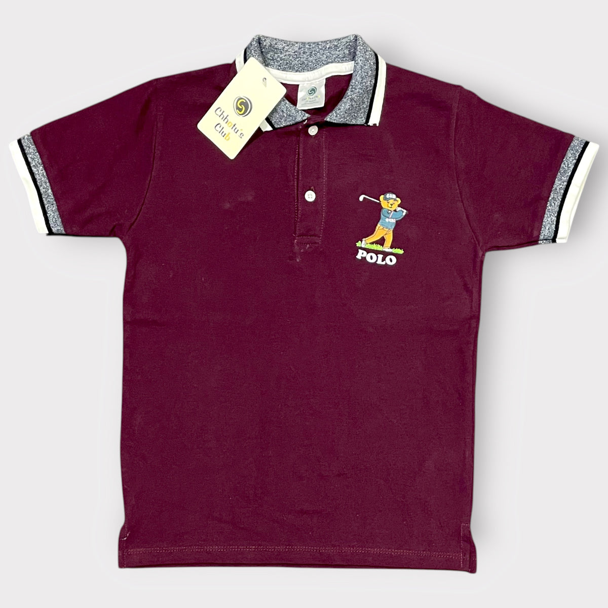 Kids Maroon Golf Polo Shirt – Classic Collared Short Sleeve Tee